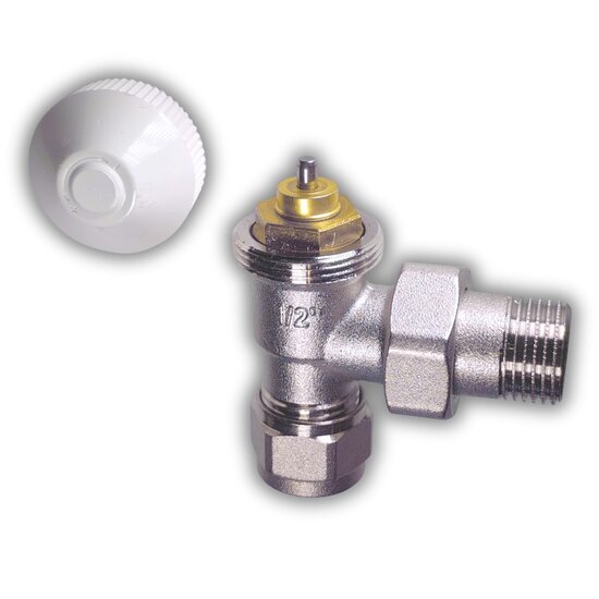 Haakse radiatorkraan 1/2" 16mm