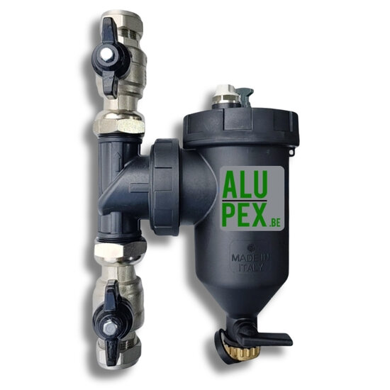 Vuilafscheider met magneet 22mm met afsluitkranen