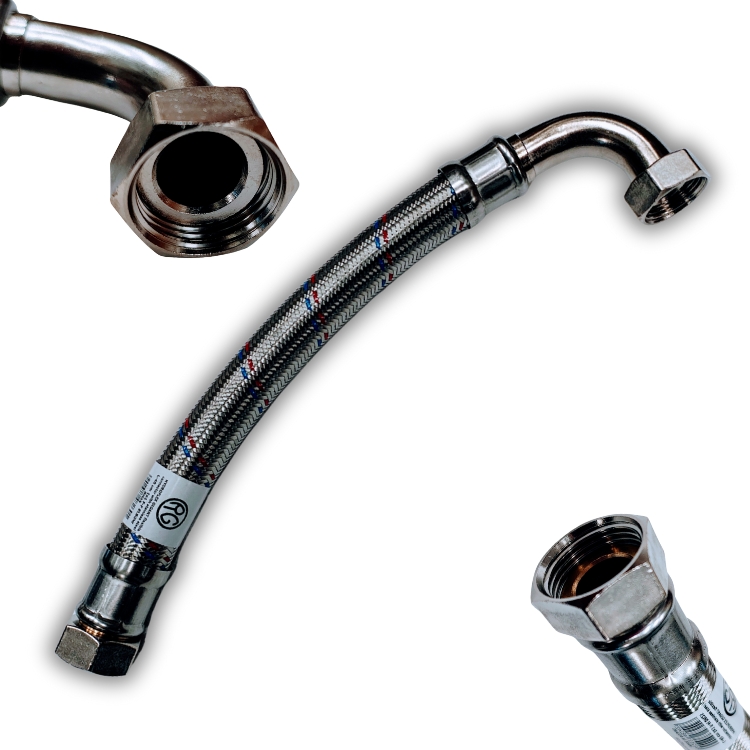 Flexibel met bocht DN19 3/4"  F/F 30 cm