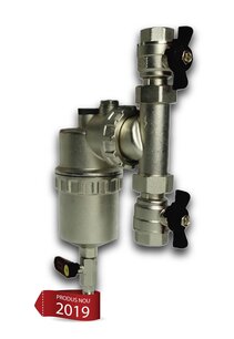 Turbo vuilafscheider met magneet + afsluitkranen 3/4"