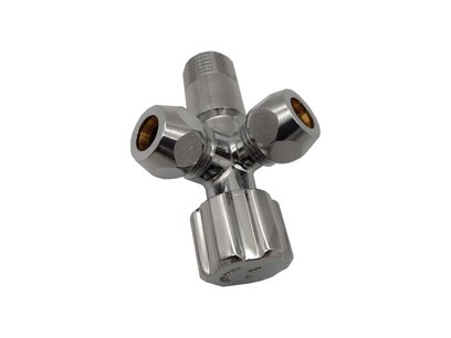 Dubbele hoekstopkraan voor twee kranen