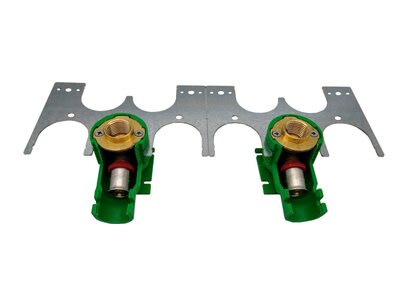 Pers inbouwdoos dubbel (groen) 1/2 - 16 alu-pex