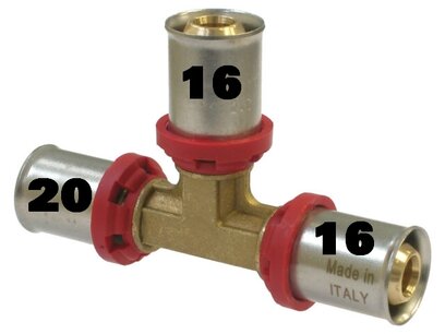 Pers T-stuk 16/16/20mm