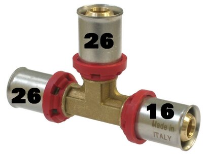 Pers T-stuk 26/26/16mm