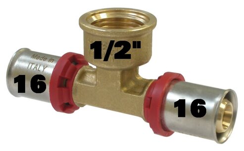 Pers T-stuk 16mm-1/2"-16mm