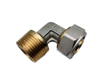 Bocht 26mm naar 3/4" buitendraad