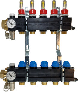 Plastieken vloerverwarmingsverdeler (set) 9 kringen