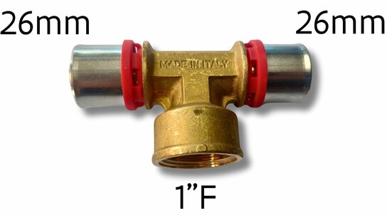Pers T-stuk 26mm-4/4"-26mm