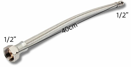 Kraan flexibel M/F 1/2"-1/2"-40cm