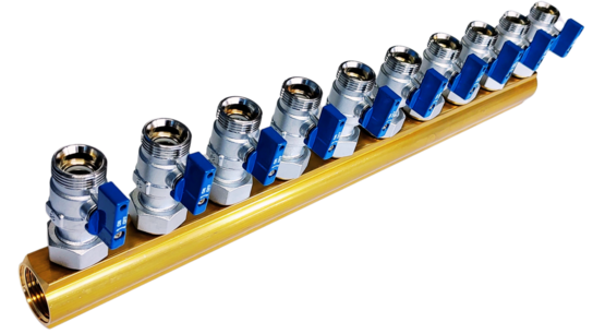 Verdeler 10x blauw met grote minibolkranen