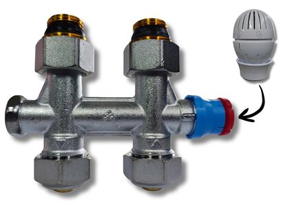 Kit thermostatiseerbaar tweepijpsonderblok vloeraansluiting