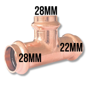 Pers t-stuk 28 x 28 x 22mm F/F/F