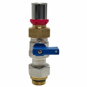 Blauwe grote mini bolkraan 1/2"-20mm perskoppeling